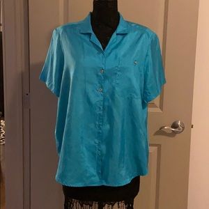 Blue short sleeve blouse